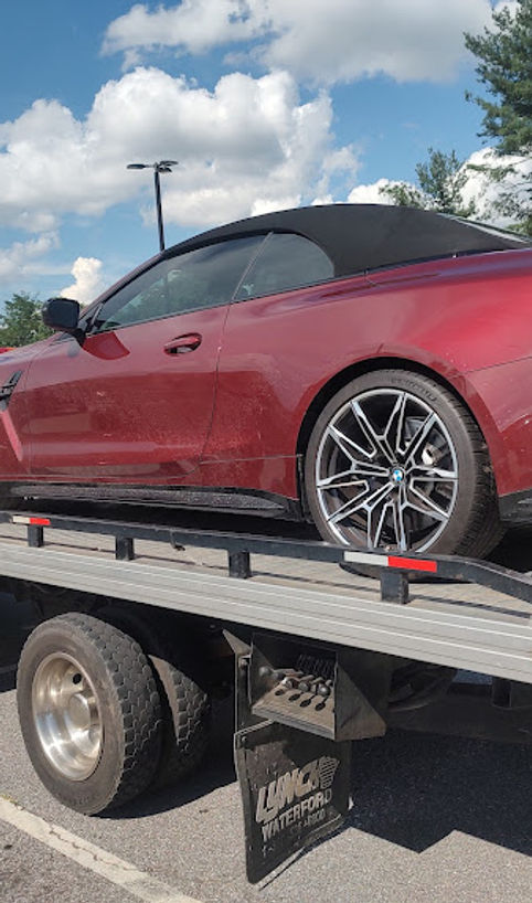 Convertible secured on the flatbed