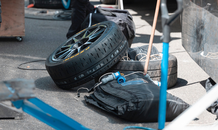 Tire being changed at the roadside